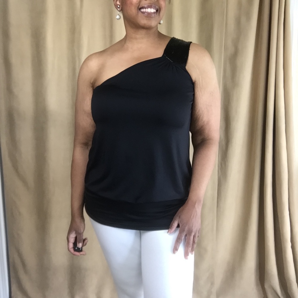 Lane Bryant One Shoulder Top w/ Beaded Strap 14/16
